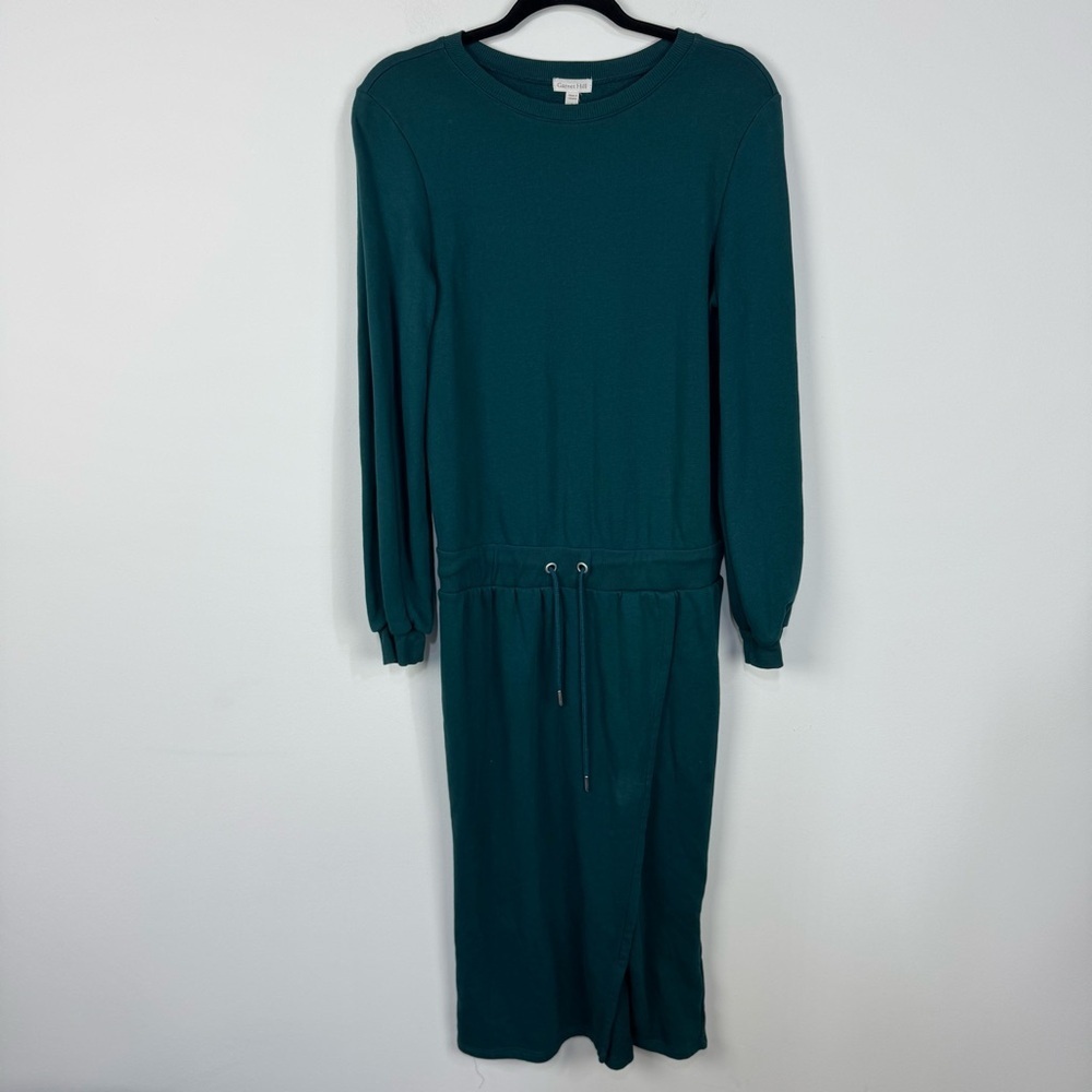 Garnet Hill Green Teal Long Sleeve Sweater Dress Mini Slit Dress